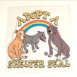 Large Decal Pit Bull Adopt A Shelter Seal, Cute Sticker for Car Truck Laptop